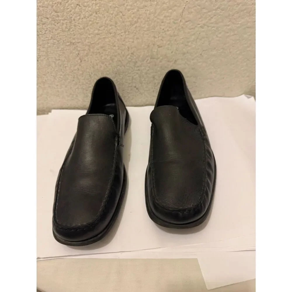 Ecco Men's Black Leather Slip-On Loafers extra wide size 47